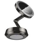 Автотримач для телефона з БЗП HOCO HW33 Metal ring magnetic wireless fast charging car holder (center console) Metal Grey