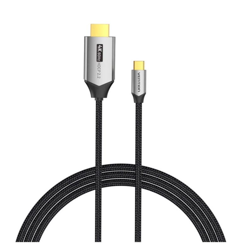 Кабель Vention Cotton Braided USB-C to HDMI Cable 1M Black Aluminum Alloy Type