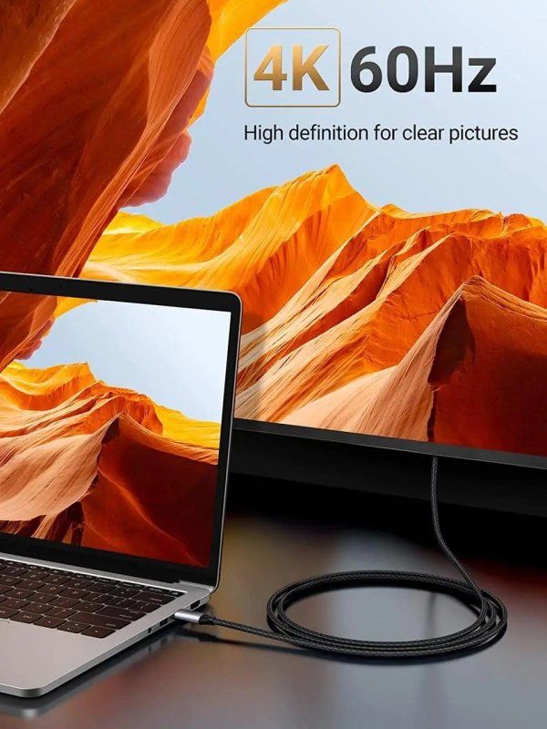 Кабель UGREEN MM142 USB-C to HDMI Male to Male Cable Aluminum Shell 1.5m (Gray Black)(UGR-50570)