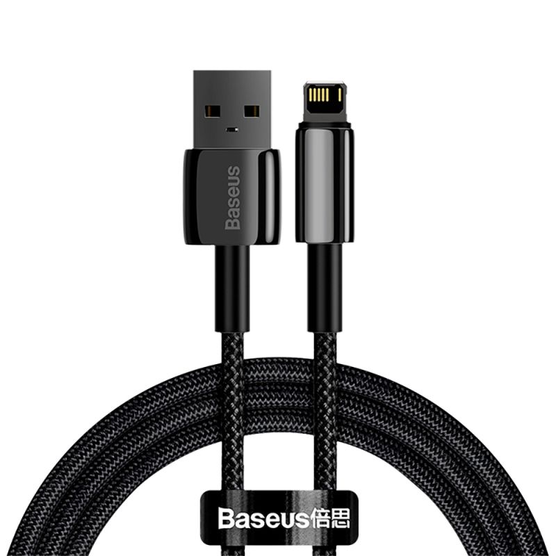 Кабель Baseus Tungsten Gold Fast Charging Data Cable USB to iP 2.4A 1m Black