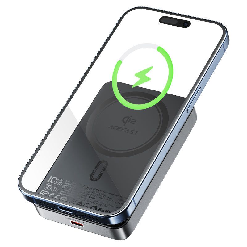 Зовнішній акумулятор ACEFAST M11 PD30W Qi2 magnetic wireless charging power bank 10000 mAh Black