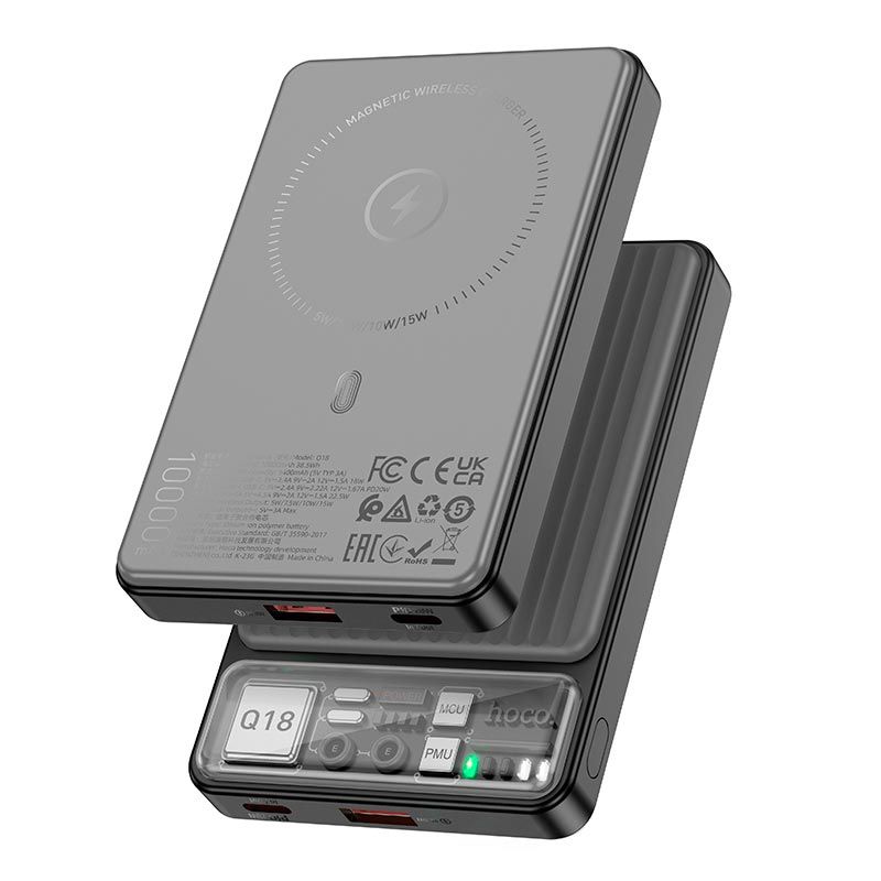 Зовнішній акумулятор HOCO Q18 Tourer 22.5W fully compatible power bank with magnetic fast charging(10000mAh) Black