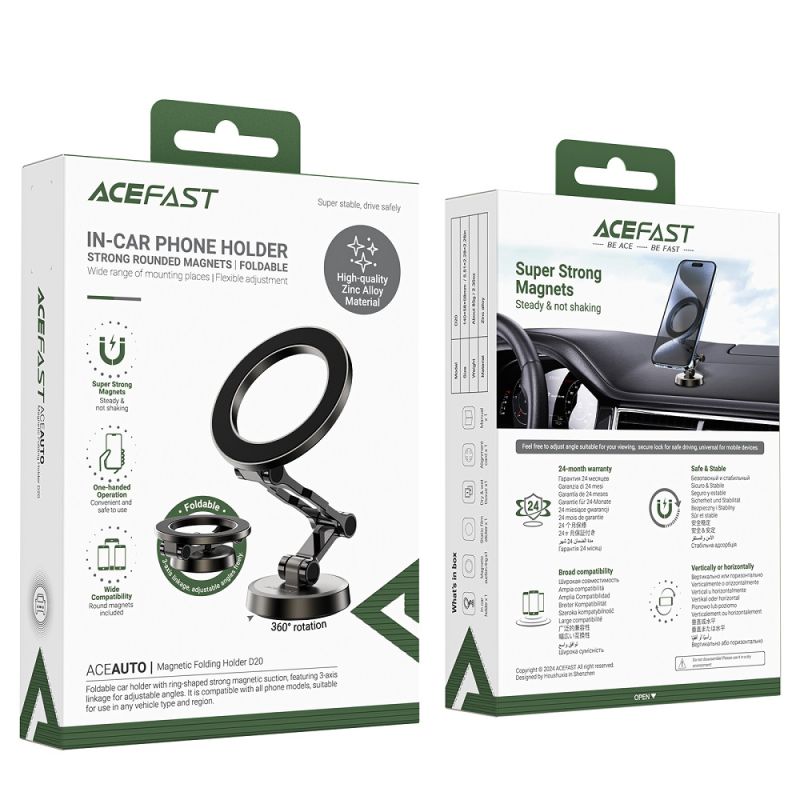 Автотримач для телефона ACEFAST D20 magnetic folding holder Metal Gray