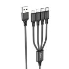 Кабель HOCO X76 4-in-1 Super charging cable (Type-C+Type-C+iP+Micro) Black