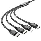 Кабель HOCO X76 4-in-1 Super charging cable (Type-C+Type-C+iP+Micro) Black
