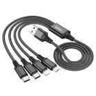 Кабель HOCO X76 4-in-1 Super charging cable (Type-C+Type-C+iP+Micro) Black