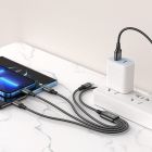 Кабель HOCO X76 4-in-1 Super charging cable (Type-C+Type-C+iP+Micro) Black