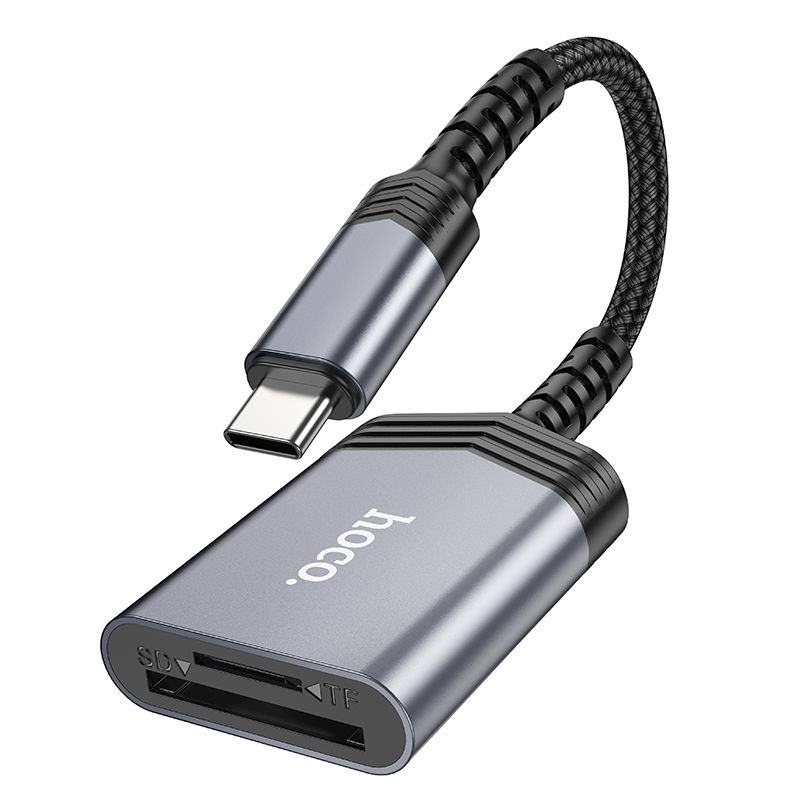 Кардридер HOCO UA25 2-in-1 card reader Type-C Metal Gray