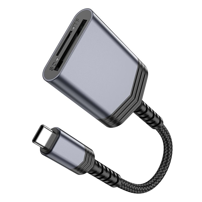 Кардридер HOCO UA25 2-in-1 card reader Type-C Metal Gray