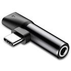 Кабель-перехiдник Baseus L41 Type-C(input) for Type-C female connectors+3.5 mm female Black