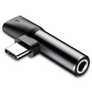 Кабель-перехiдник Baseus L41 Type-C(input) for Type-C female connectors+3.5 mm female Black