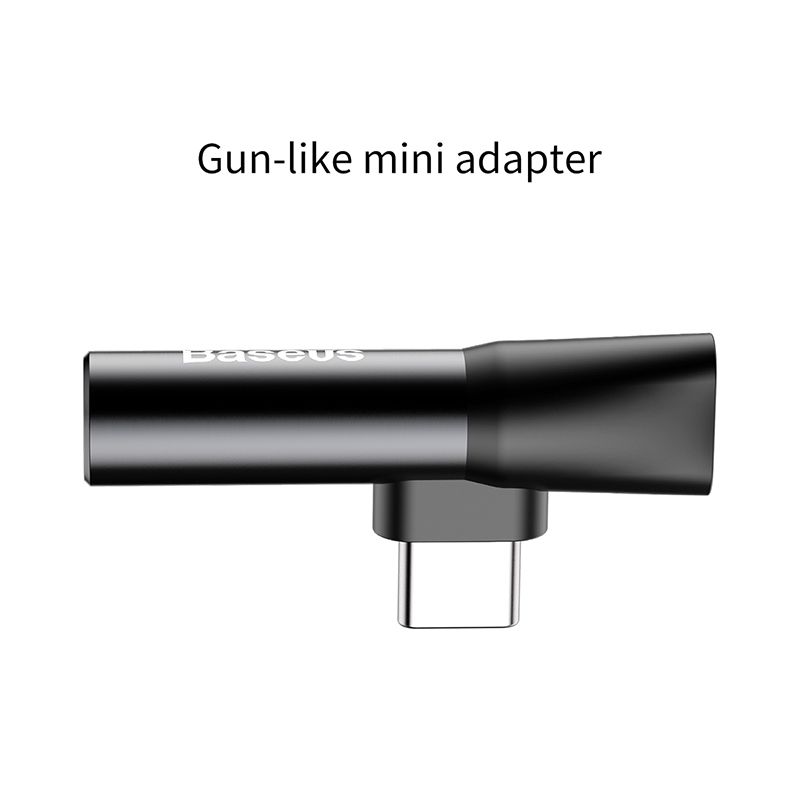 Кабель-перехiдник Baseus L41 Type-C(input) for Type-C female connectors+3.5 mm female Black