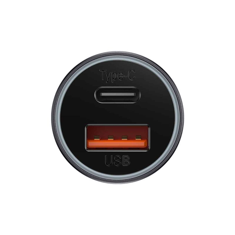 Автомобільний зарядний пристрій Baseus Golden Contactor Max Dual Fast Charger Car Charger U+C 60W Dark Gray