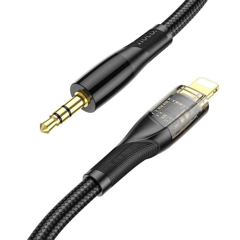 Аудіокабель HOCO UPA25 iP to 3.5mm male, nylon braid, 1m, Black