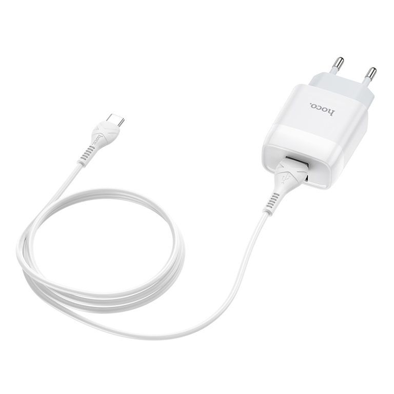 Мережевий зарядний пристрій з кабелем HOCO C73A Glorious dual port charger set(Type-C) 12W White
