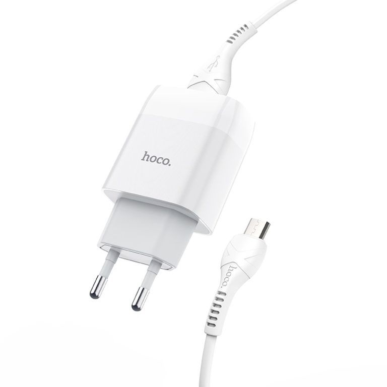 Мережевий зарядний пристрій з кабелем HOCO C73A Glorious dual port charger set(Micro) 12W White