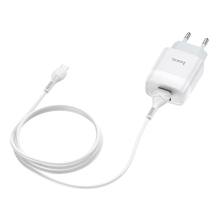 Мережевий зарядний пристрій з кабелем HOCO C73A Glorious dual port charger set(Micro) 12W White