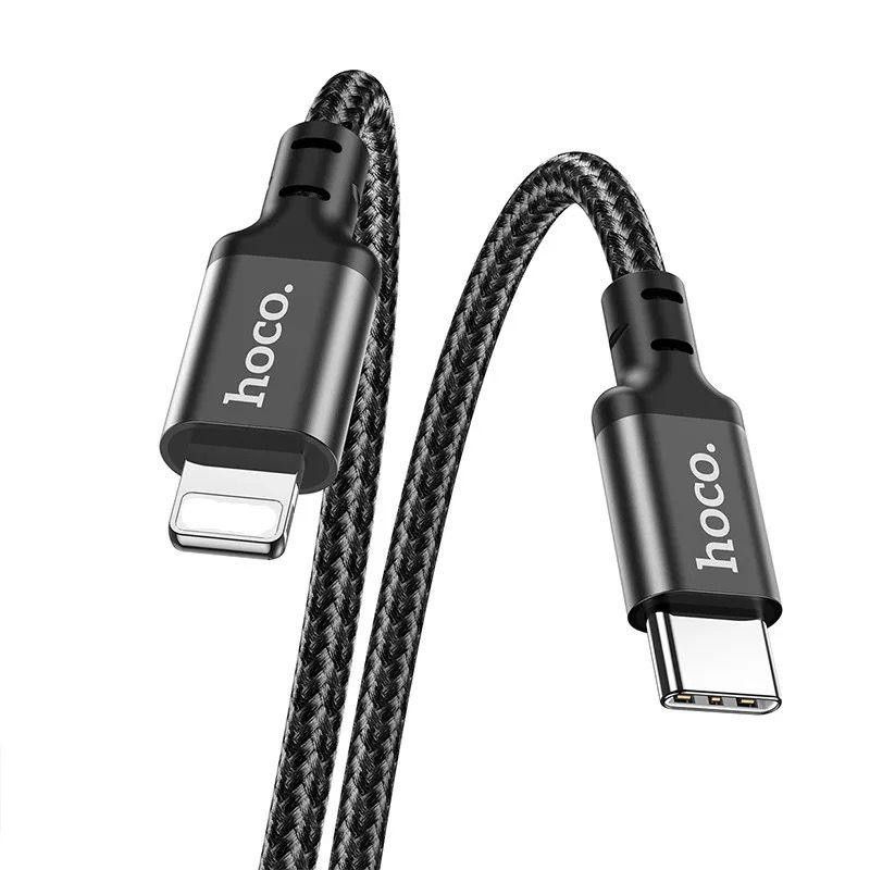 Кабель HOCO X14 Type-C to iP 3A, 20W, 2m, nylon, aluminum connectors, Black