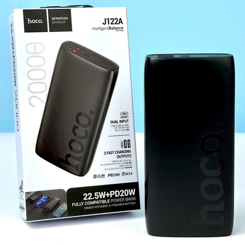 Зовнішній акумулятор HOCO J122A Respect 22.5W+PD20W fully compatible power bank(20000mAh) Black