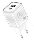 Мережевий зарядний пристрій WUW-C228 30W Gan Charger USB C + USB A white