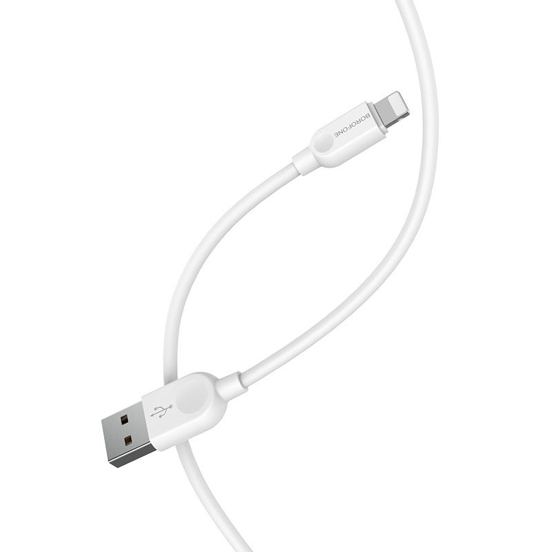 Кабель BOROFONE BX14 USB to iP 2.4A, 1m, PVC, TPE connectors, White