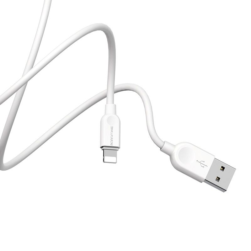 Кабель BOROFONE BX14 USB to iP 2.4A, 1m, PVC, TPE connectors, White