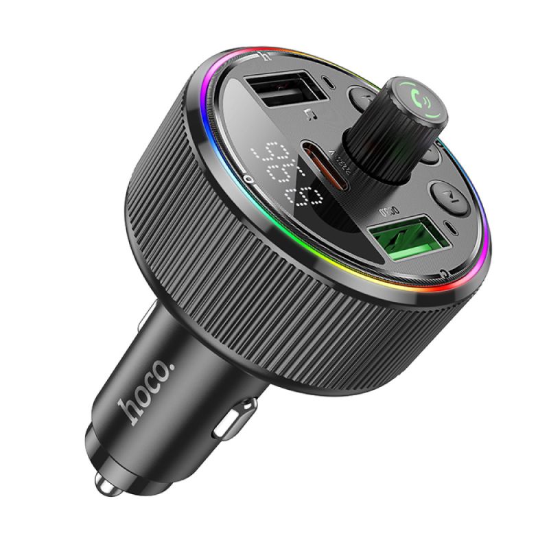 АЗП з FM-модулятором HOCO E82 Guerrero PD30W+QC3.0 car BT FM transmitter Black