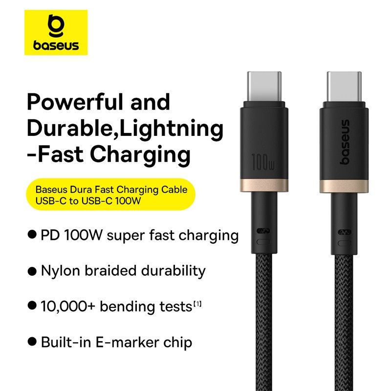 Кабель Baseus Dura Series Fast Charging Cable Type-C to Type-C 100W 1m Gold+Black