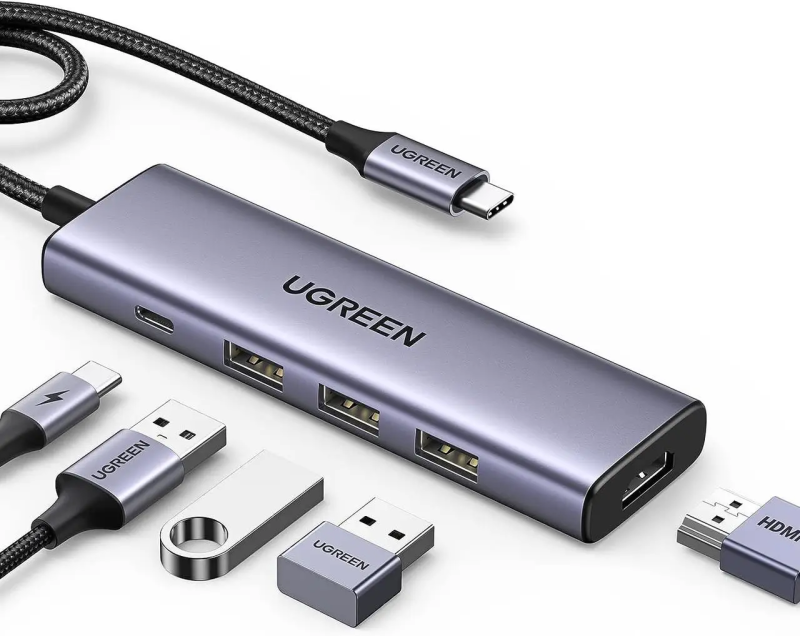 USB-хаб UGREEN CM511 USB-C To HDMI+3*USB 3.0 A+PD Power Converter