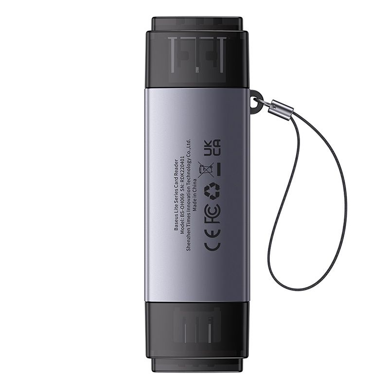 USB-хаб Baseus Lite Series USB-A &amp; Type-C  to SD/TF Card Reader  Grey