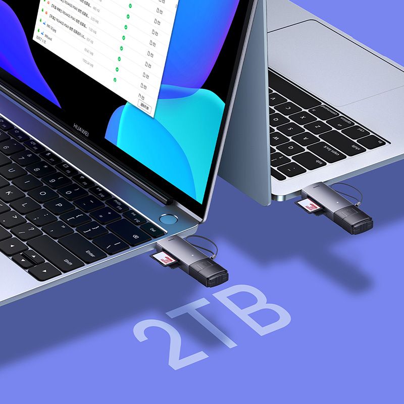 USB-хаб Baseus Lite Series USB-A &amp; Type-C  to SD/TF Card Reader  Grey
