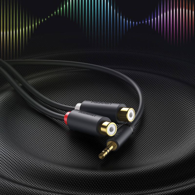 Аудіокабель UGREEN AV109 3.5mm Male to 2RCA Female Cable 25cm (Gray)(UGR-10547)