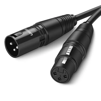 Аудіокабель UGREEN AV130 Cannon Male to Female Microphone Extension Audio Cable 1m (Black)(UGR-20708)
