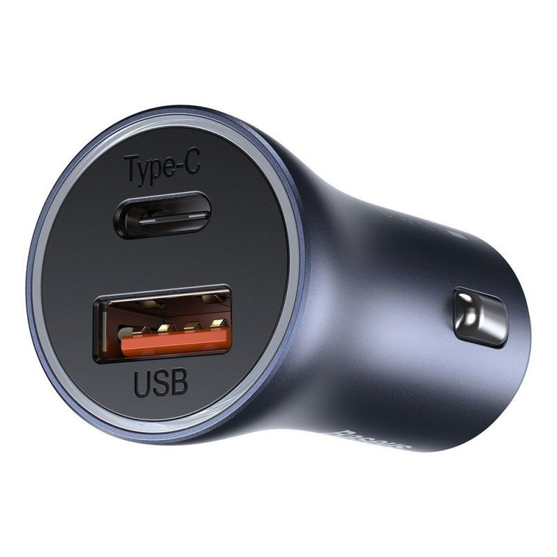 Автомобільний зарядний пристрій Baseus Golden Contactor Pro Dual Car Charger U+C 40W (With Cable Type-C/ iP 1m) Dark Grey