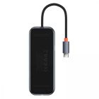 USB-хаб Baseus AcmeJoy 5-Port Type-C HUB Adapter（Type-C to USB3.0*2+USB2.0*1+Type-C PD&amp;Data *1+RJ45*1）Dark Gray