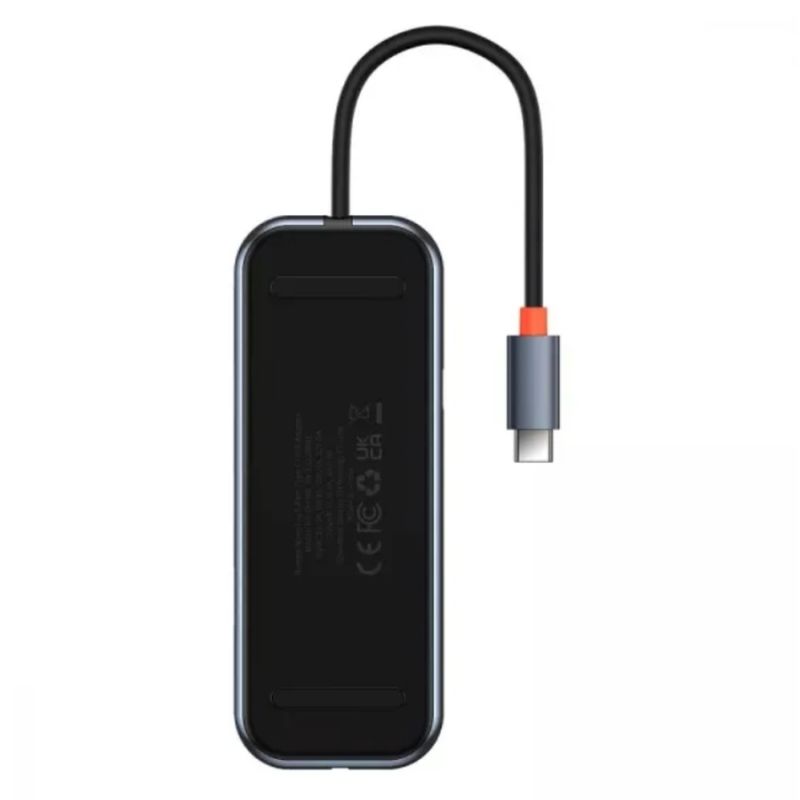 USB-хаб Baseus AcmeJoy 5-Port Type-C HUB Adapter（Type-C to USB3.0*2+USB2.0*1+Type-C PD&amp;Data *1+RJ45*1）Dark Gray