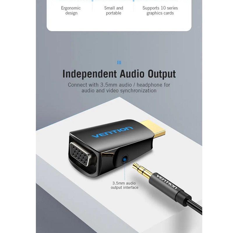 Перехідник Vention HDMI to VGA Converter 1080P with 3.5MM Audio (AIDB0)