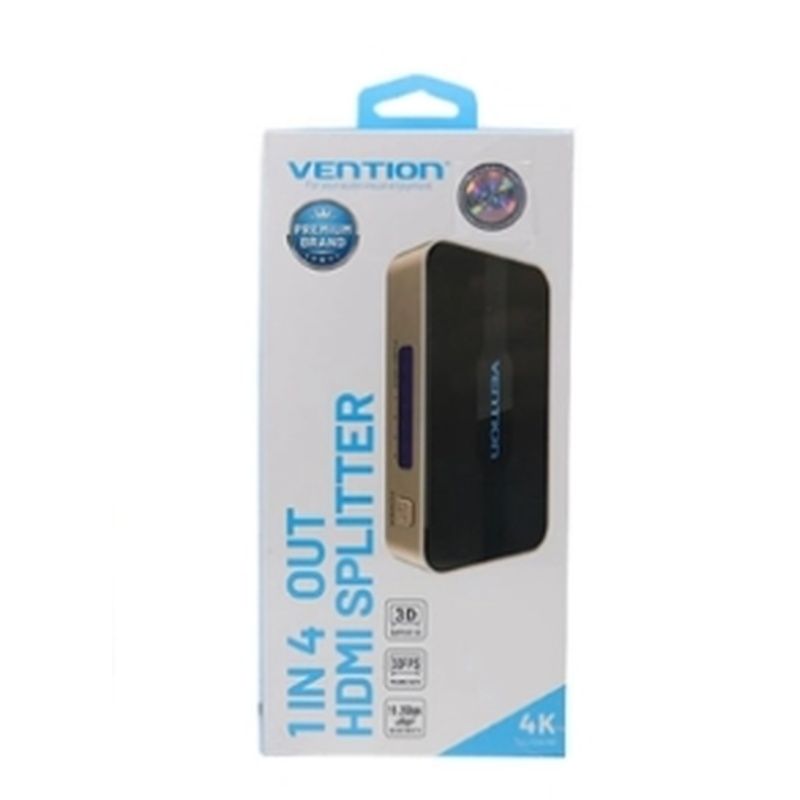 Сплітер Vention 1 In 2 Out HDMI Splitter 4K 30Hz Gold Aluminum Alloy Type EU Standard (ACBG0-EU)