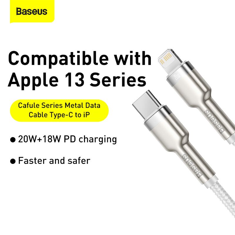 Кабель Baseus Cafule Series Metal Data Cable Type-C to iP PD 20W 2m White