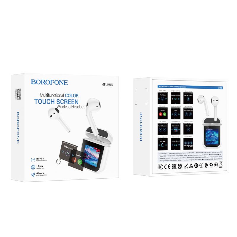 Бездротові навушники BOROFONE BW86 Brocade true wireless BT headset with touch screen White