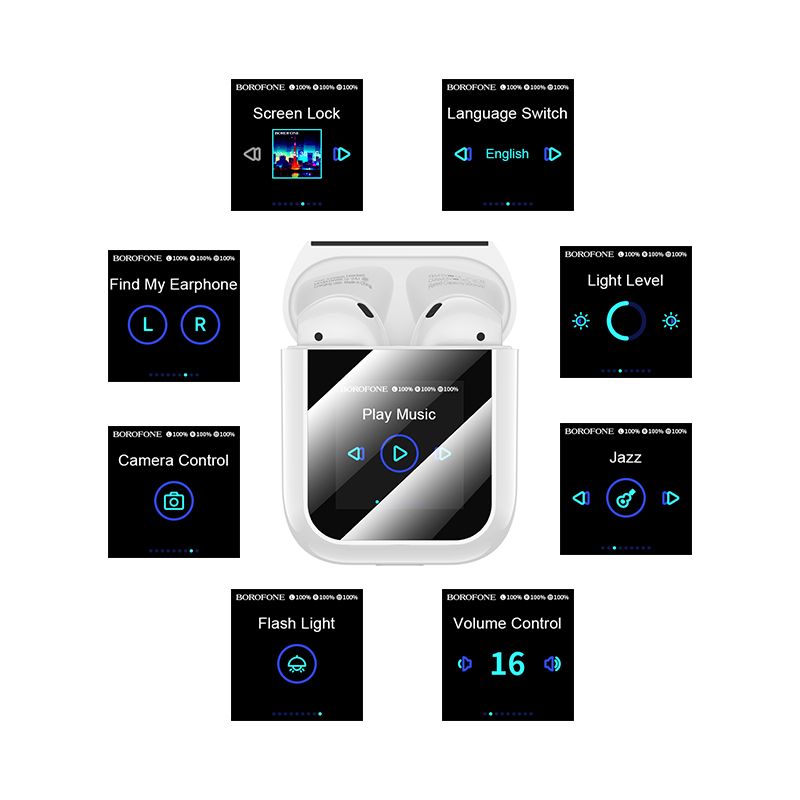 Бездротові навушники BOROFONE BW86 Brocade true wireless BT headset with touch screen White