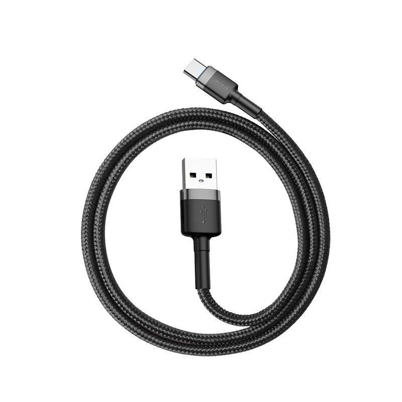 Кабель Baseus Cafule Cable USB For Type-C 3A 2m Gray+Black