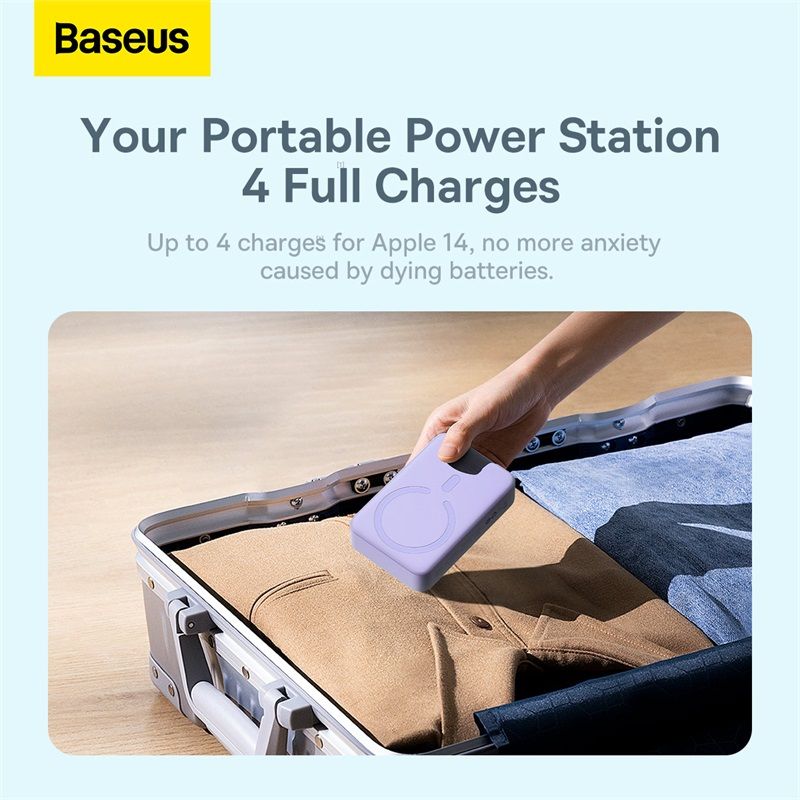 Зовнішній акумулятор Baseus Magnetic Mini Wireless Fast Charge Power Bank 20000mAh 20W Purple
