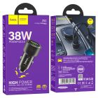 Автомобільний зарядний пристрій HOCO Z52 Spacious PD38W (1C1A) car charger Transparent Black