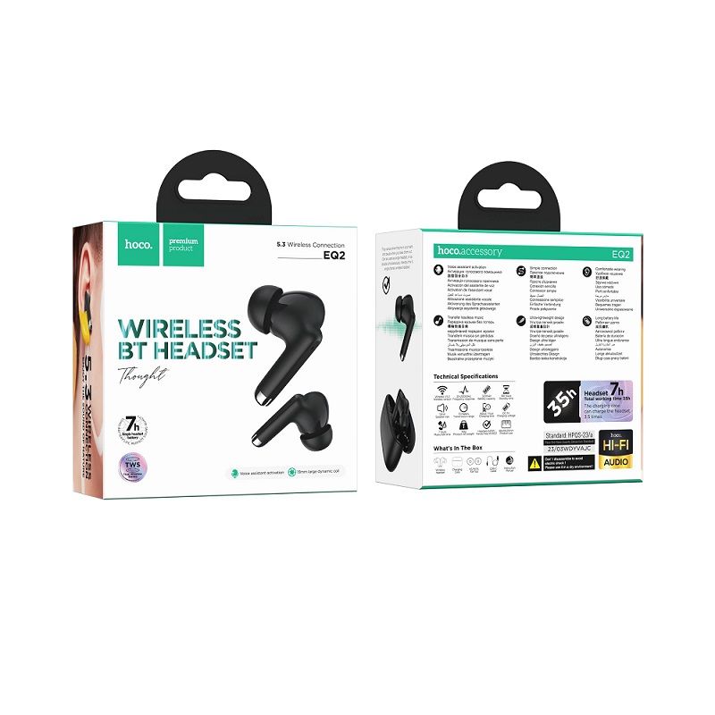 Бездротові навушники HOCO EQ2 Thought true wireless BT headset Black