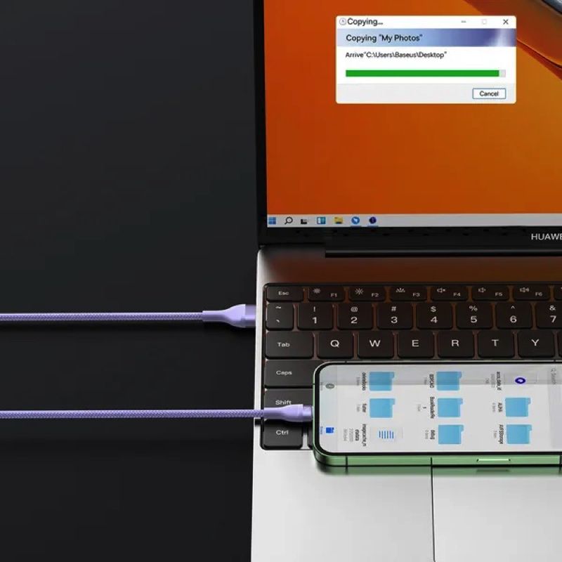 Кабель Baseus Flash Series Ⅱ One-for-three Fast Charging Data Cable USB to M+L+C 66W 1.2m Purple