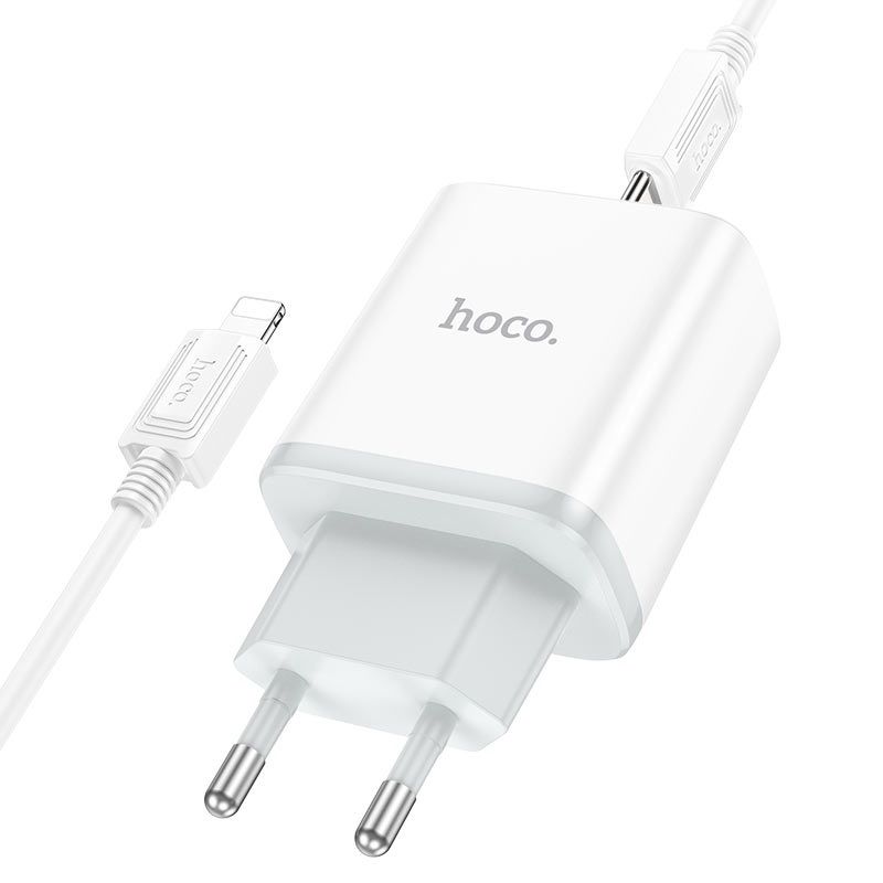 Мережевий зарядний пристрій з кабелем HOCO C104A Stage single port PD20W charger set (C to iP)(EU) White