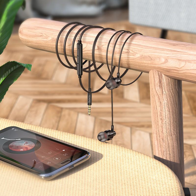 Навушники HOCO M90 Delight wire-controlled earphones with microphone Black Shadow