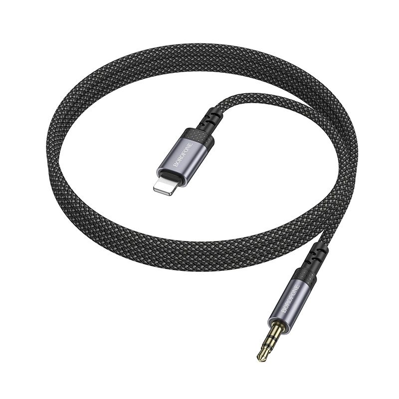 Аудіокабель BOROFONE BL24 iP to 3.5mm male, nylon braid, 1m, Metal Grey