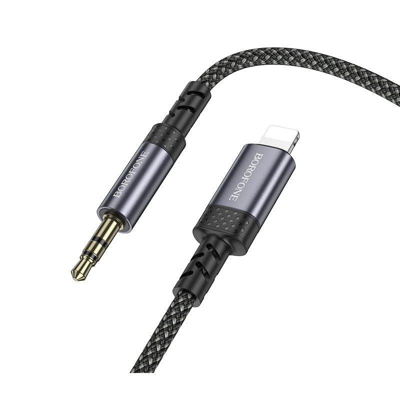 Аудіокабель BOROFONE BL24 iP to 3.5mm male, nylon braid, 1m, Metal Grey
